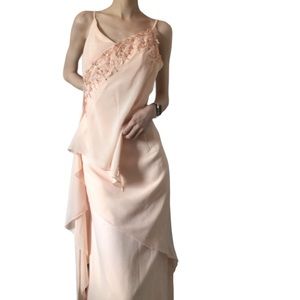 gorgeous blush pink beaded y2k formal dress, perfect for graduation or prom!